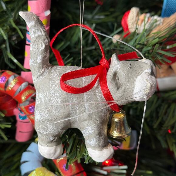 Cat Ornament Fancy Cat with Bow and Bell - Picture 2 of 5